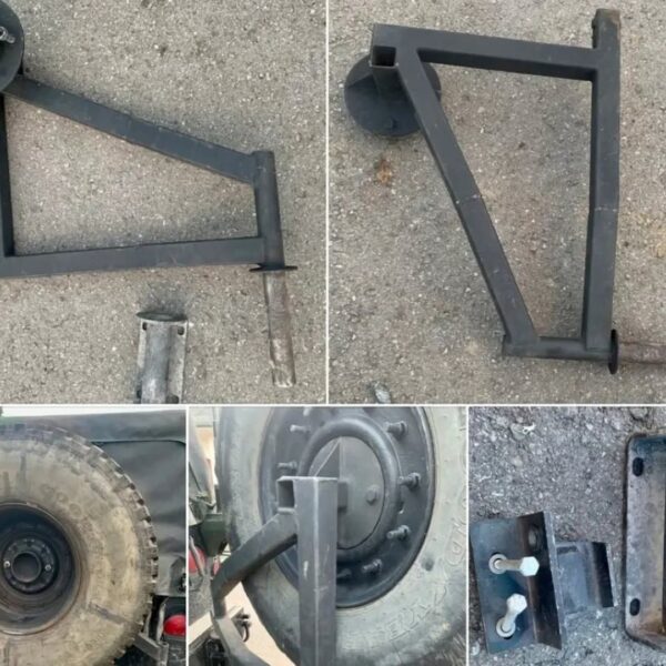 Hmmwv spare wheel carrier and jerrycan holder